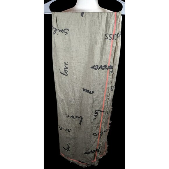 Codello Grey Love Print Scarf With Pink Contrast Stitching - Picture 1 of 9